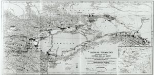 Mapa do Turquestão Chinês, de &39;On Ancient Central-Asian Tracks&39;, de Stein, publicado em 1933